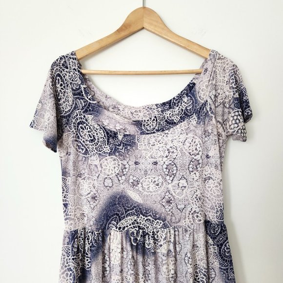 Vintage Cottagecore Maxi Dress Floral 3D Texture‎ Purple White Y2K // Medium - Picture 2 of 15